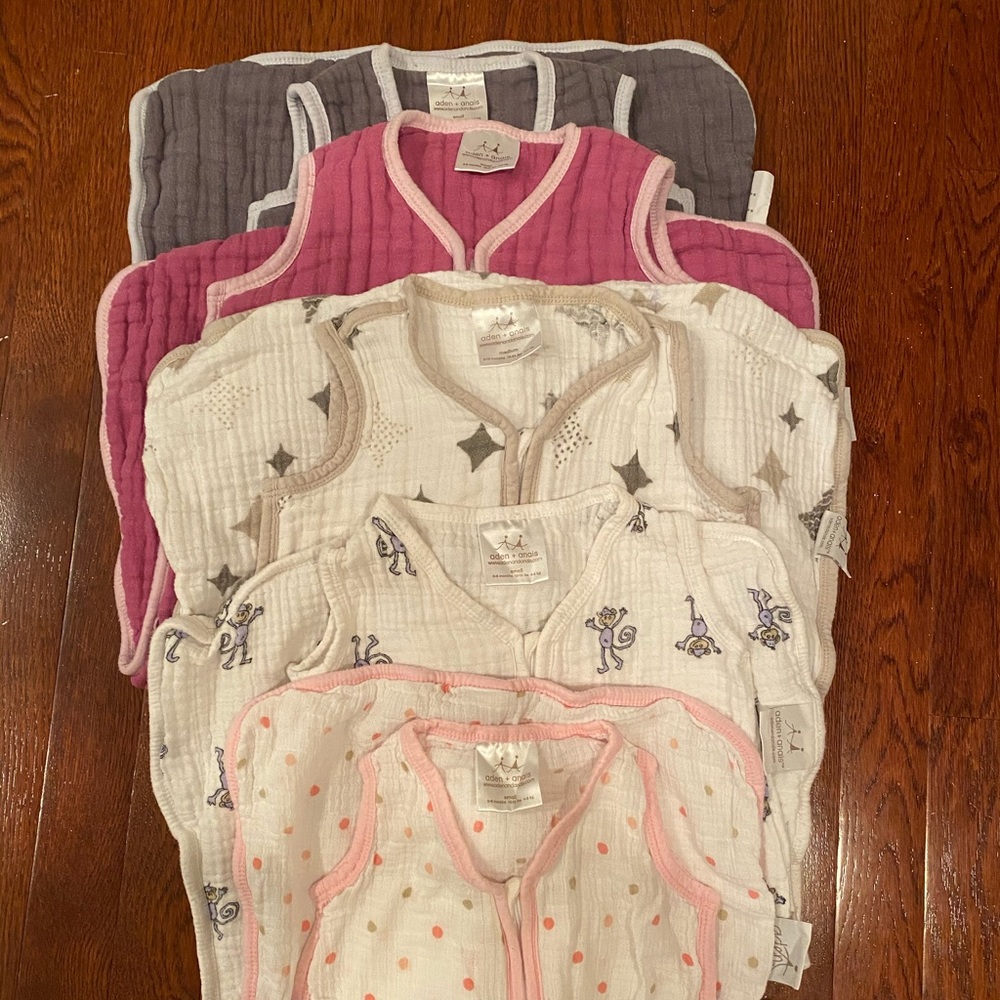 Set of 5 aden + anais muslin sleeping bags